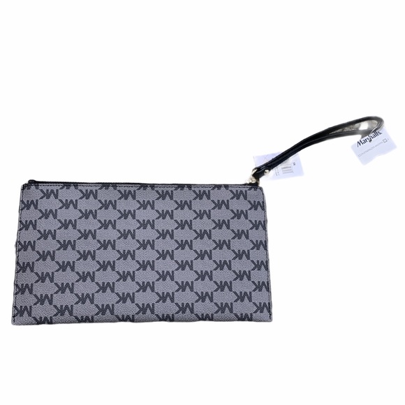 Mickael Kors Fulton Grey Black Zip Clutch Wristlet - Picture 3 of 9
